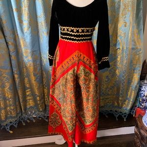 Vintage black velvet and red Paisley pant jumper